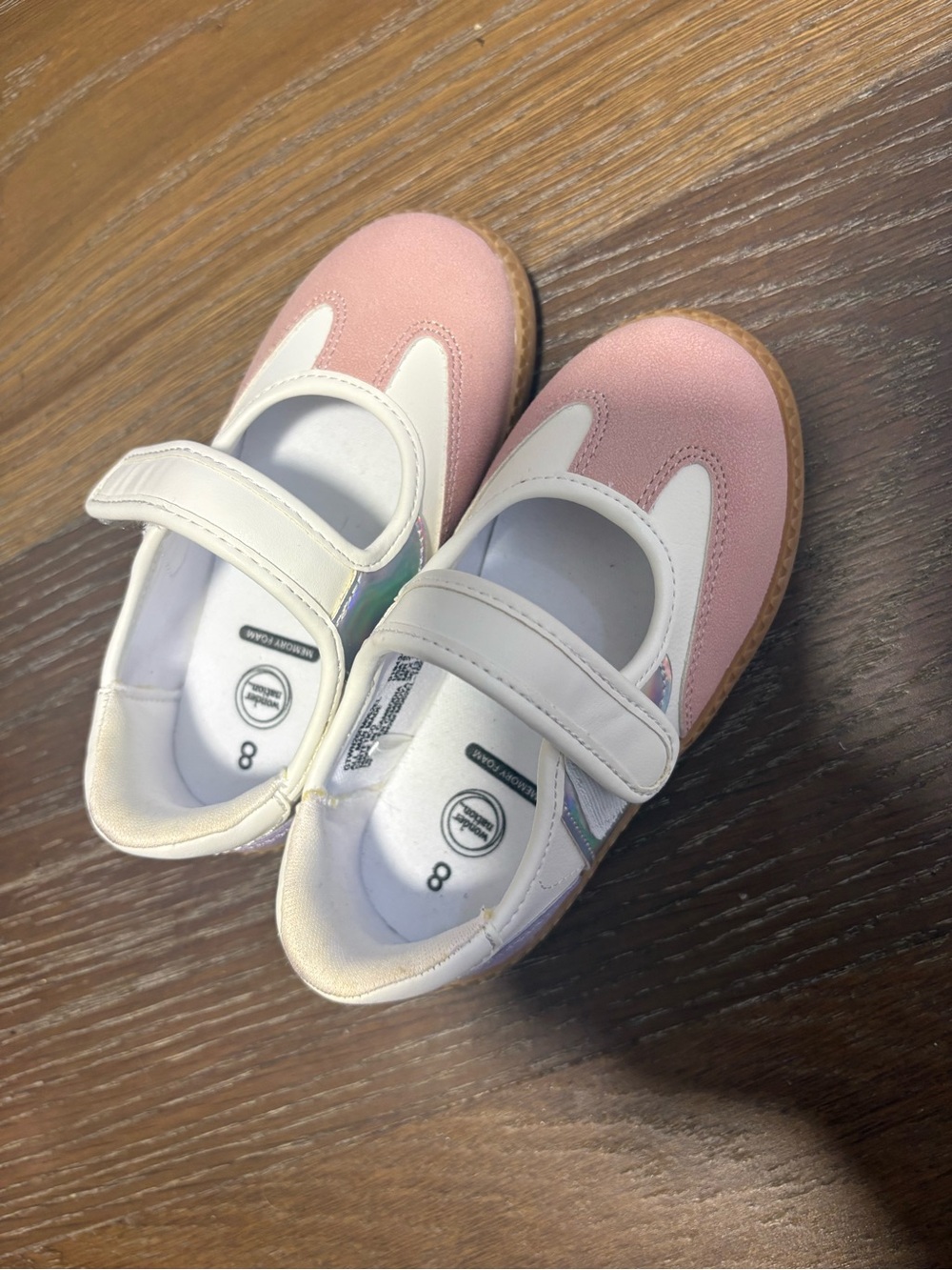 NWOT Wonder Nation toddler Pink and White Mary Jane Sneakers - Size 8